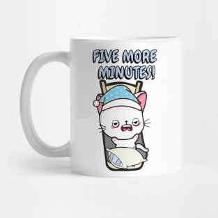 Lazy white cat cant get out of bed Mug